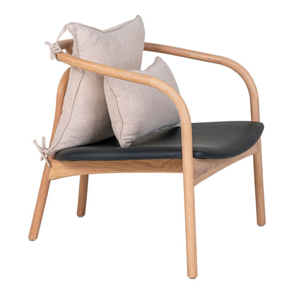 Alberca Loungestol - Loungestol, egetræ/PU pude, natur/sort