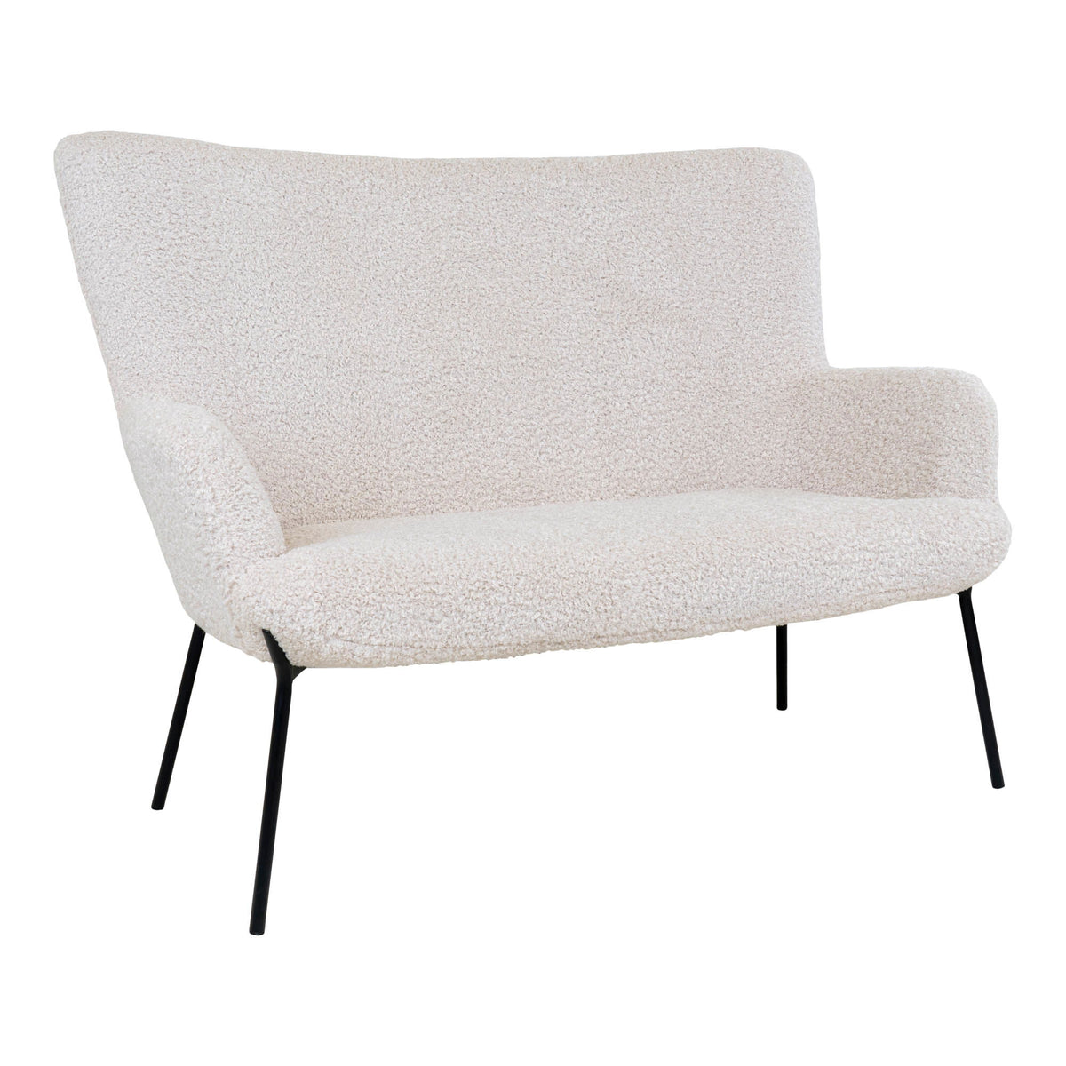 Glasgow Sofa - 2 personers sofa i kunstig lammeskind, hvid med sorte ben, HN1090