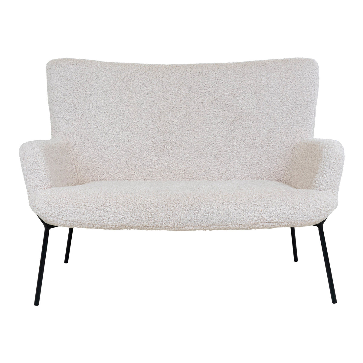 Glasgow Sofa - 2 personers sofa i kunstig lammeskind, hvid med sorte ben, HN1090