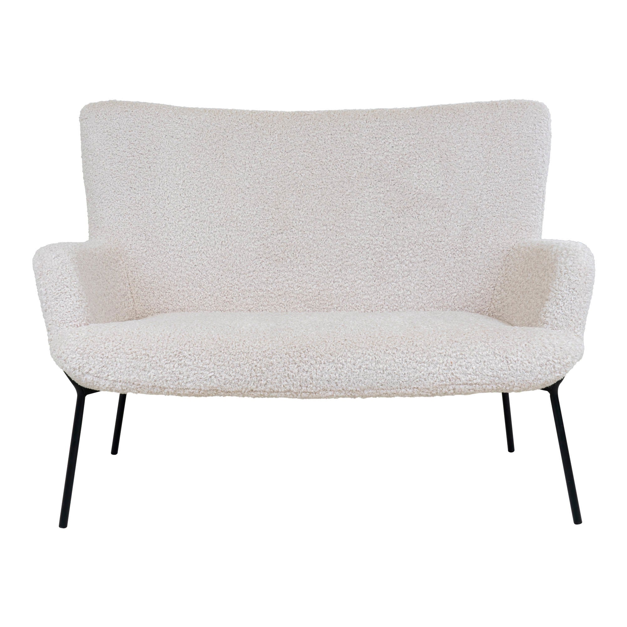 Glasgow Sofa - 2 personers sofa i kunstig lammeskind, hvid med sorte ben, HN1090