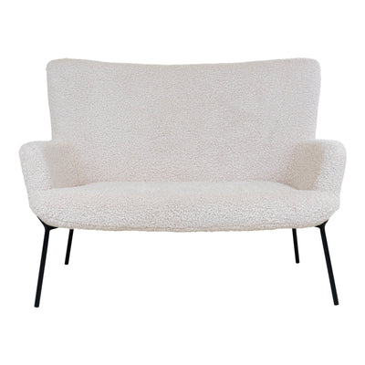 Glasgow Sofa - 2 personers sofa i kunstig lammeskind, hvid med sorte ben, HN1090