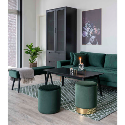 Lido 2,5 Personers Sofa - 2,5 Personers Sofa, mørkegrøn velour med to puder og natur træben, HN1006