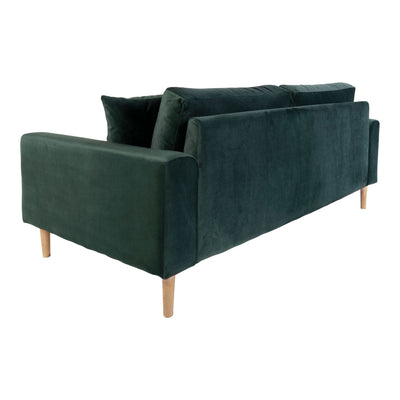 Lido 2,5 Personers Sofa - 2,5 Personers Sofa, mørkegrøn velour med to puder og natur træben, HN1006