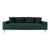 Lido 3 Personers Sofa - 3 Personers Sofa, mørkegrøn velour med to puder og natur træben, HN1006