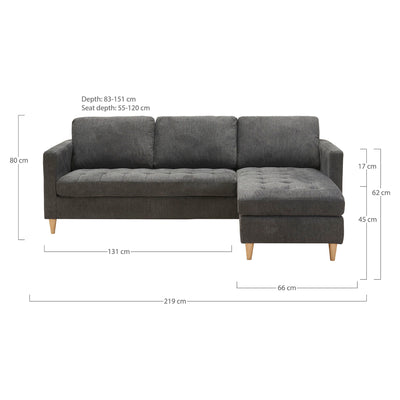 Firenze Sofa - Sofa, mørkegrå med natur træben, HN1045