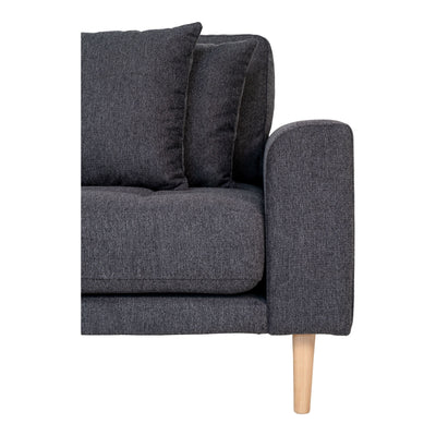 Lido Lounge Sofa - Lounge Sofa, venstrevendt i mørkegrå med fire puder og natur træben, HN1045