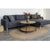 Lido Lounge Sofa - Lounge Sofa, højrevendt i mørkeblå med fire puder og natur træben, HN1035