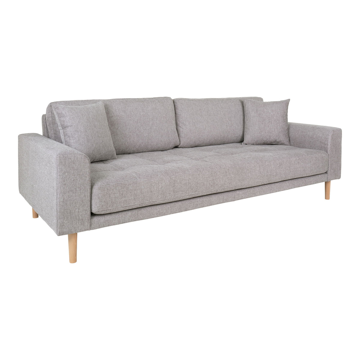 Lido 3 Personers Sofa - 3 Personers Sofa,  lysegrå med to puder og natur træben, HN1040