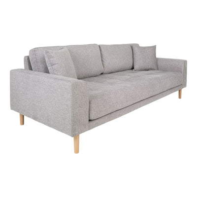 Lido 3 Personers Sofa - 3 Personers Sofa,  lysegrå med to puder og natur træben, HN1040