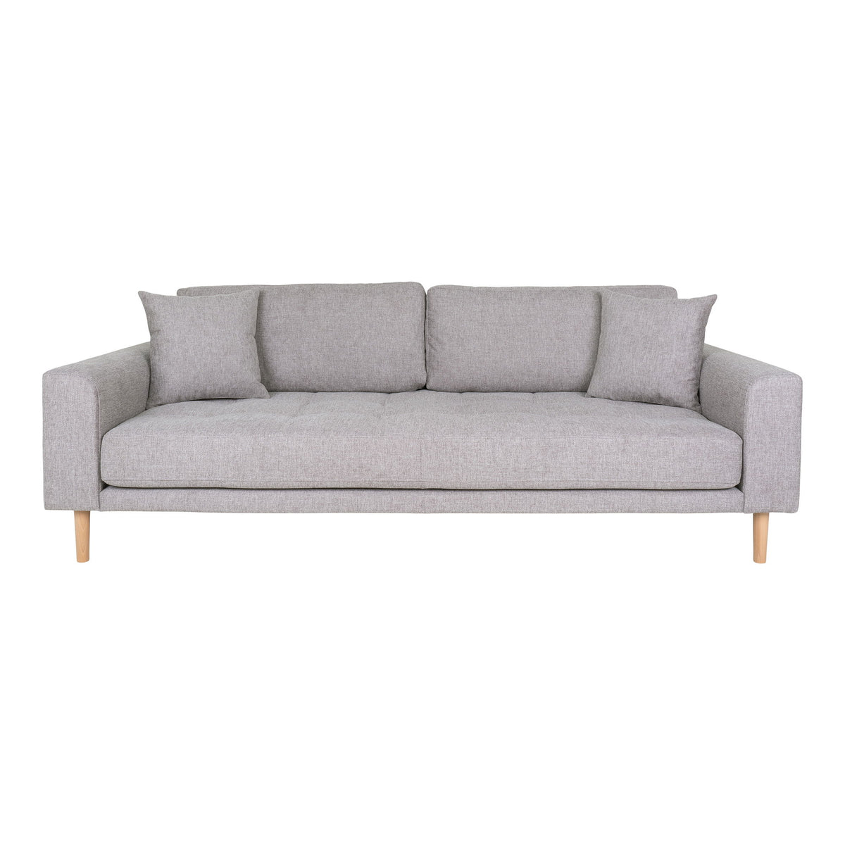 Lido 3 Personers Sofa - 3 Personers Sofa,  lysegrå med to puder og natur træben, HN1040