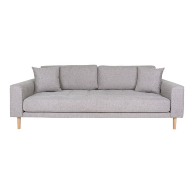 Lido 3 Personers Sofa - 3 Personers Sofa,  lysegrå med to puder og natur træben, HN1040