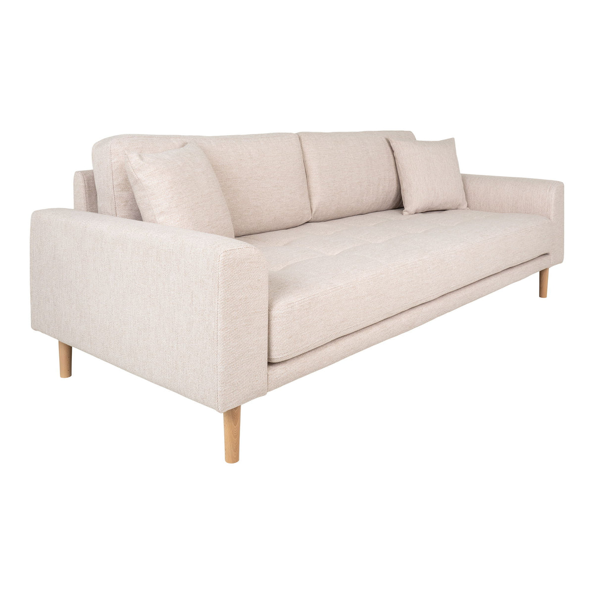 Lido 3 Personers Sofa - 3 Personers Sofa, sand med to puder og natur træben, HN1050