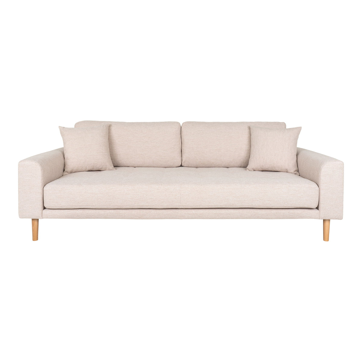 Lido 3 Personers Sofa - 3 Personers Sofa, sand med to puder og natur træben, HN1050