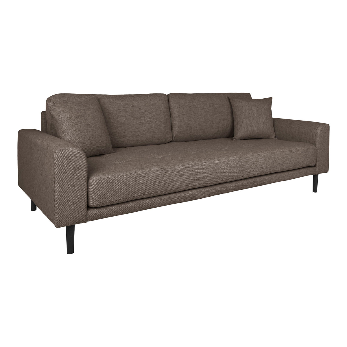 Lido 3 Personers Sofa - 3 Personers Sofa, brun med to puder og sorte træben, HN1055