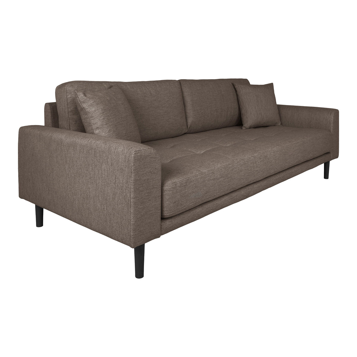 Lido 3 Personers Sofa - 3 Personers Sofa, brun med to puder og sorte træben, HN1055