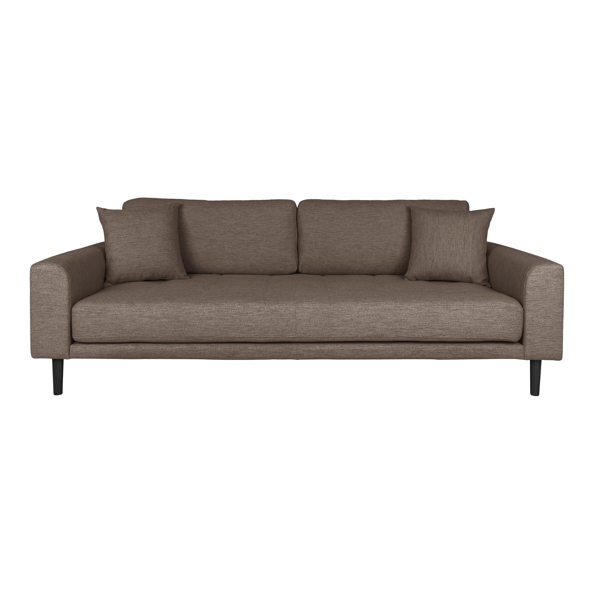 Lido 3 Personers Sofa - 3 Personers Sofa, brun med to puder og sorte træben, HN1055