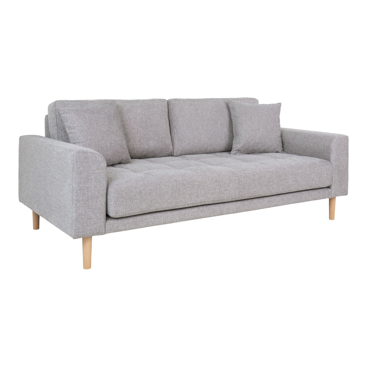 Lido 2,5 Personers Sofa - 2,5  Personers Sofa, lysegrå med to puder og natur træben, HN1040