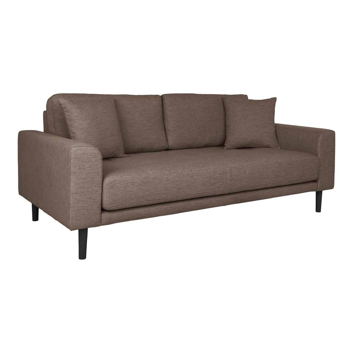 Lido 2,5 Personers Sofa - 2,5 Personers Sofa, brun med to puder og sorte træben, HN1055