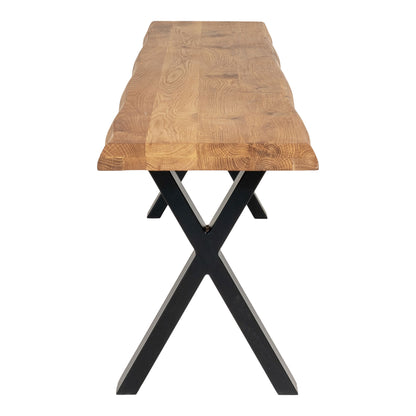 Toulon Bænk - Bænk i eg med bølget kant, olieret med sorte ben 180x32x46 cm