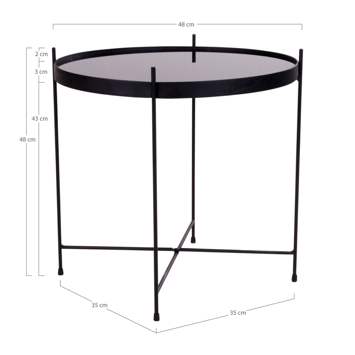 Venezia Sofabord - Sofabord, sort stål, glas Ø48xh48cm