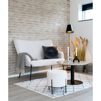 Bolzano Sofabord - Sofabord, marmor look bordplade, hvid, sort base ø70x45 cm