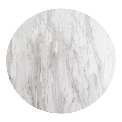 Bolzano Sofabord - Sofabord, marmor look bordplade, hvid, sort base ø70x45 cm