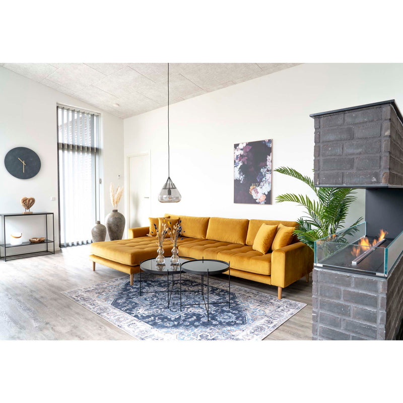 Venezia Sofabord - Hjørnebord, sort stål med glas Ø70xh40cm