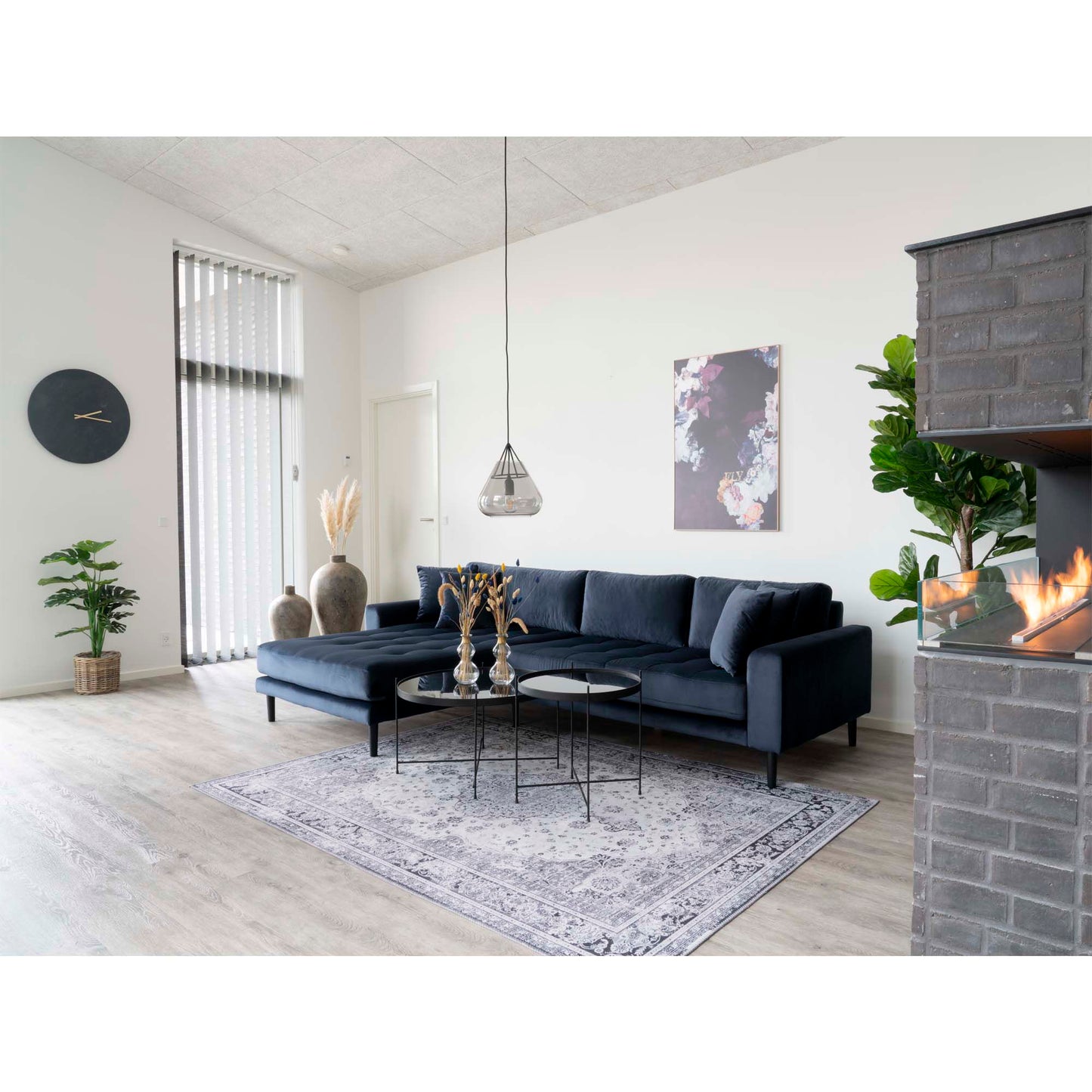 Venezia Sofabord - Hjørnebord, sort stål med glas Ø70xh40cm