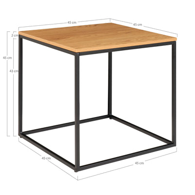 Vita Hjørnebord - Hjørnebord, egetræslook, sort stel  45x45x45 cm