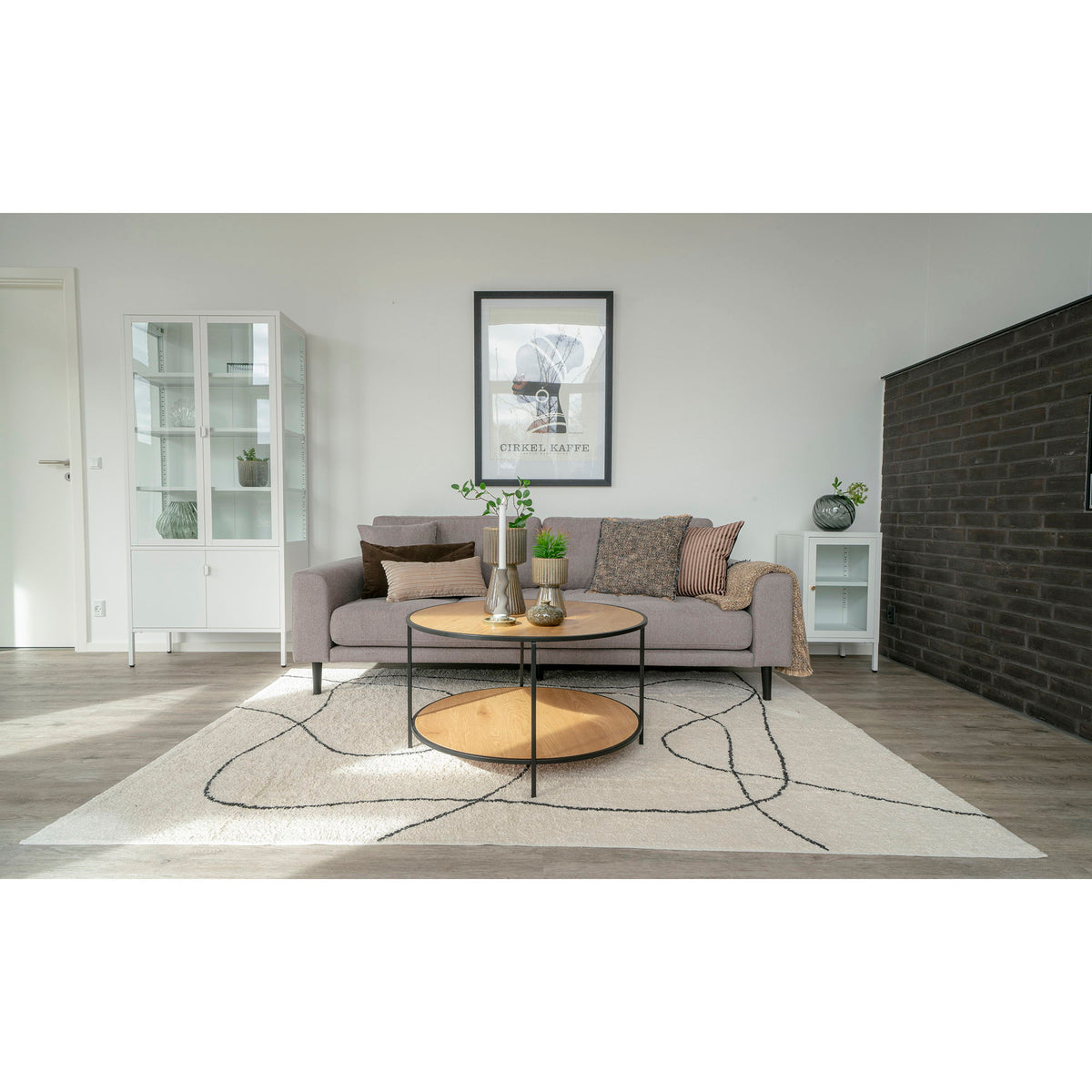 Vita Sofabord - Sofabord, egetræslook, sort stel Ø80x45 cm