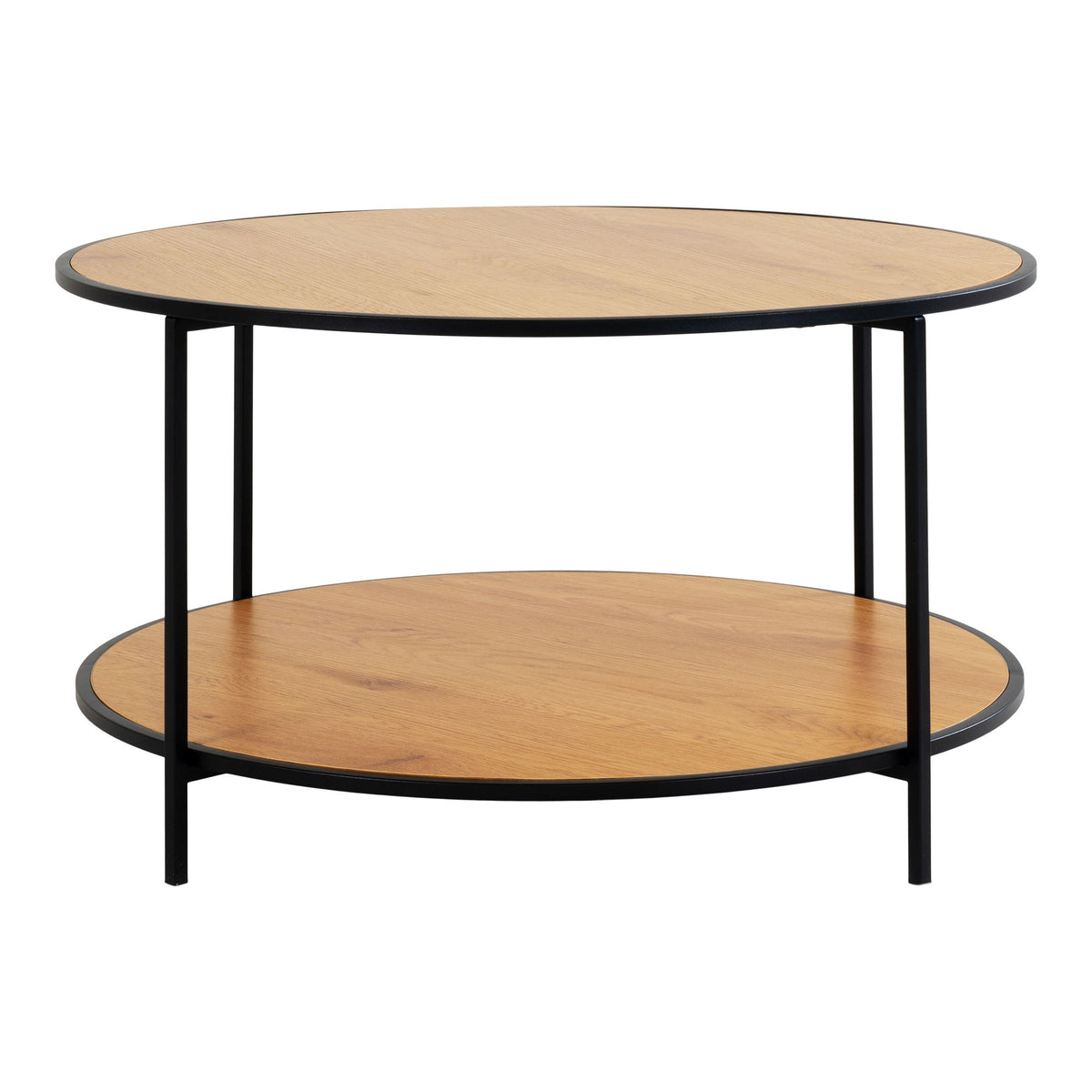 Vita Sofabord - Sofabord, egetræslook, sort stel Ø80x45 cm