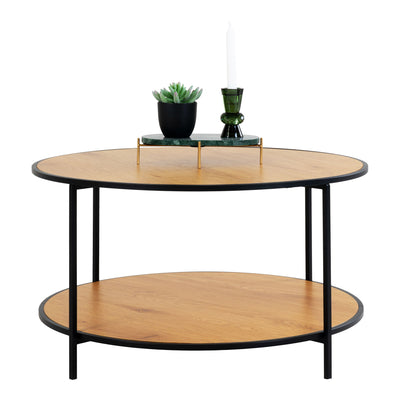 Vita Sofabord - Sofabord, egetræslook, sort stel Ø80x45 cm