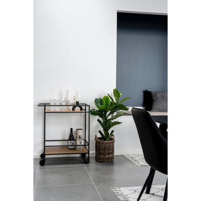 Vita Barvogn - Barvogn med 2 hylder, egetræslook, sort stel 68x40x79 cm