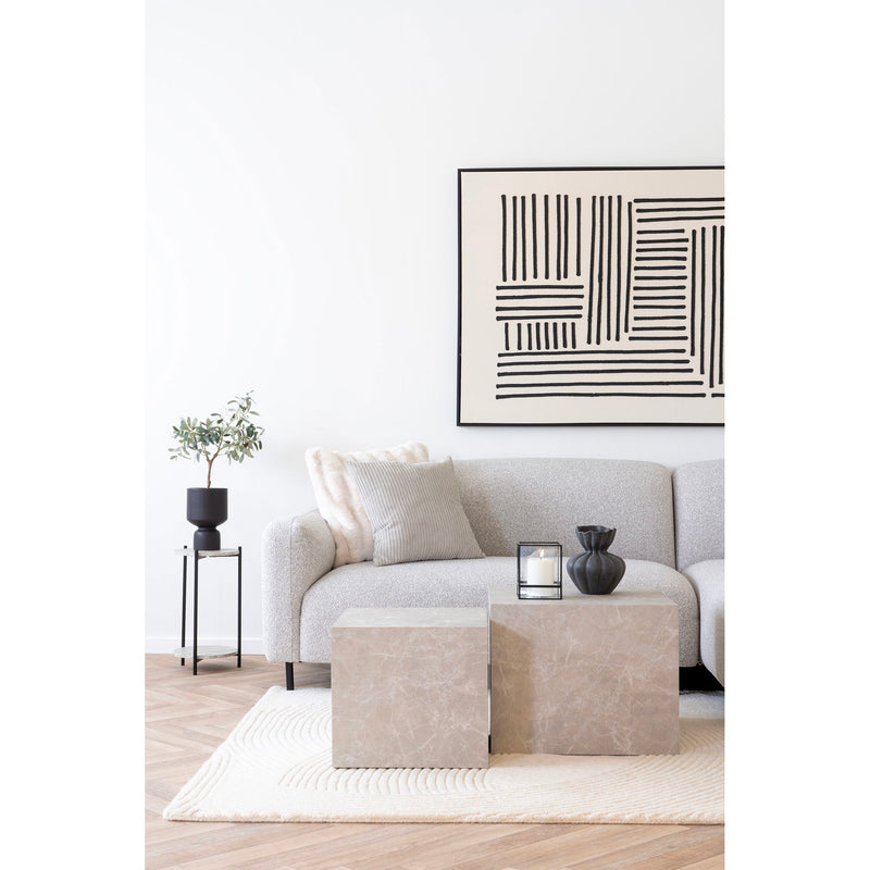 Leuven Sidebord - Sidebord, travertin look, sorte ben ø27x46 cm