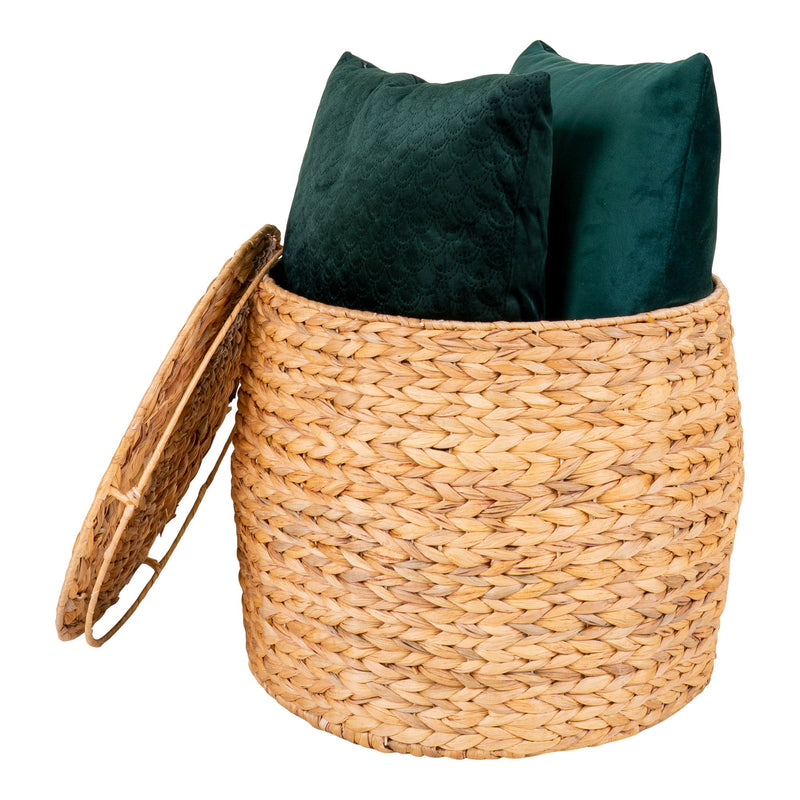 Delia Hjørnebord - Hjørnebord med opbevaring, vandhyacinth, natur, Ø43x34 cm