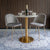 Bolzano Spisebord - Spisebord, marmor look bordplade, hvid, messing look base ø70x75 cm