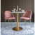 Bolzano Spisebord - Spisebord, marmor look bordplade, hvid, messing look base ø70x75 cm