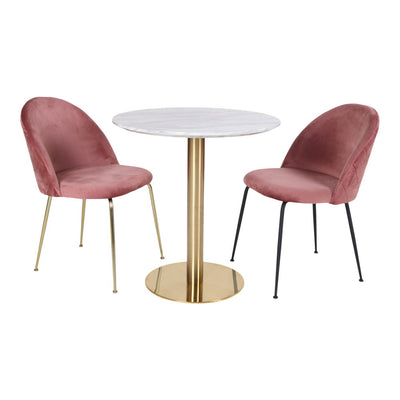 Bolzano Spisebord - Spisebord, marmor look bordplade, hvid, messing look base ø70x75 cm