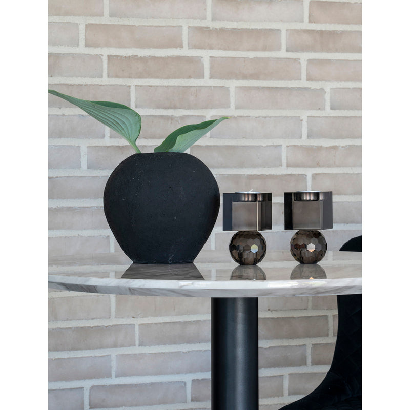 Bolzano Barbord - Barbord, marmor look bordplade, hvid, sort base ø70x105 cm