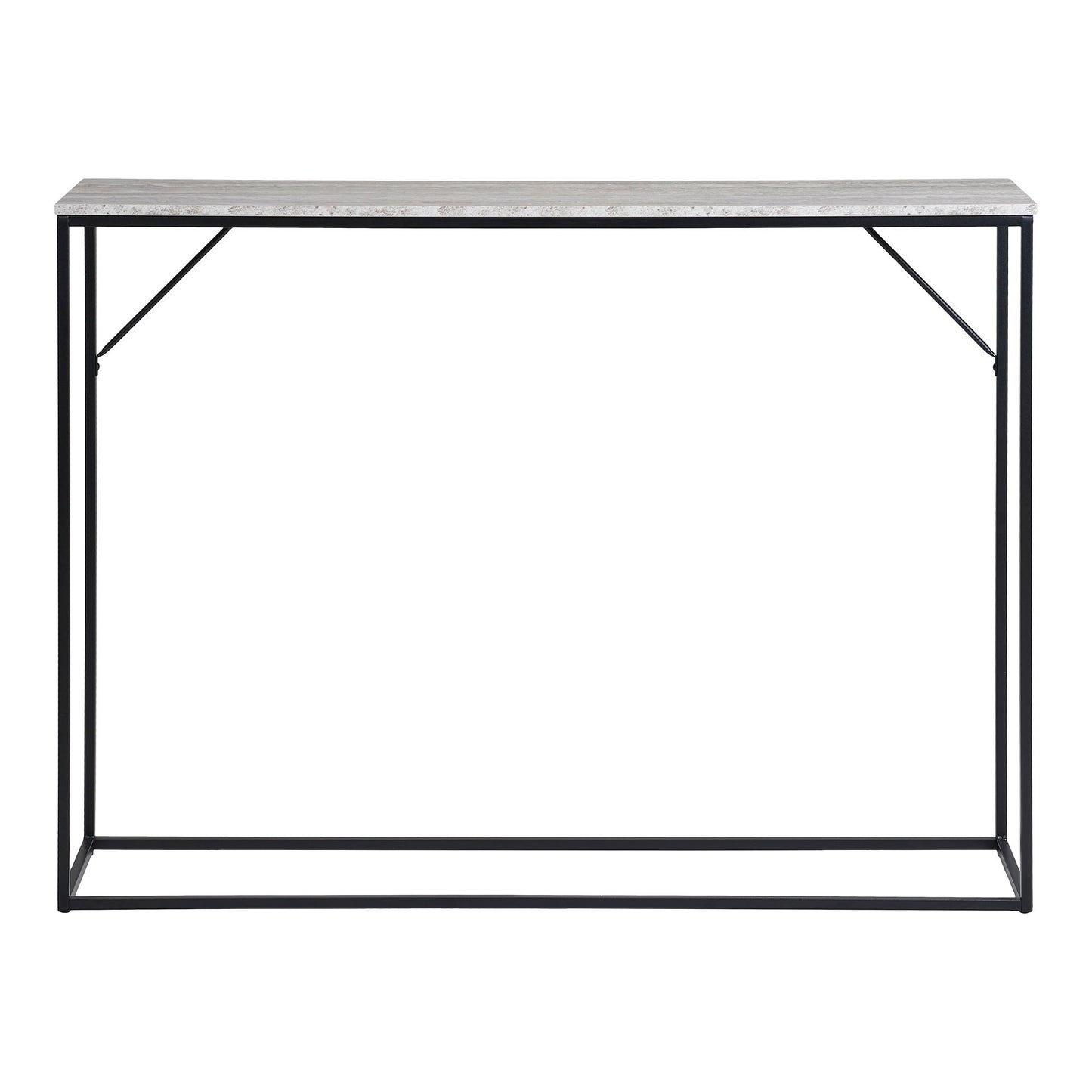 Vita Konsolbord - Konsolbord, 1 hylde, travertin look, sort stel 110x26x80 cm