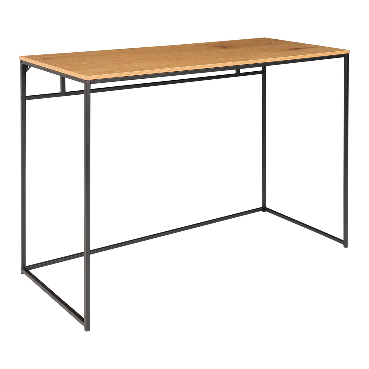 Vita Skrivebord - Skrivebord,  egetræslook med sort stel 100x45x75 cm