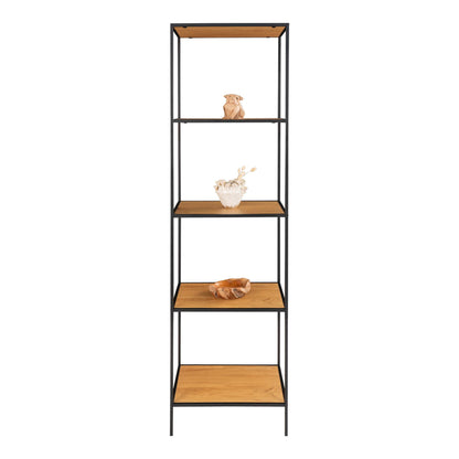 Vita Reol - Reol, 5 hylder, egetræslook, sort stel 51x36x170 cm