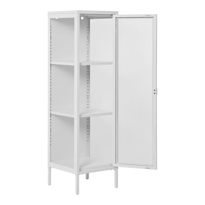 Brisbane Smalt Vitrineskab - Smalt vitrineskab, 1 glaslåge, stål, hvid 40x35x140 cm