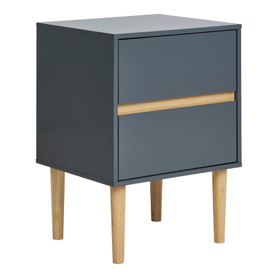 Bisley Sidebord - Sidebord, 2 skuffer, malet træ, mørkegrå 40x35x55 cm