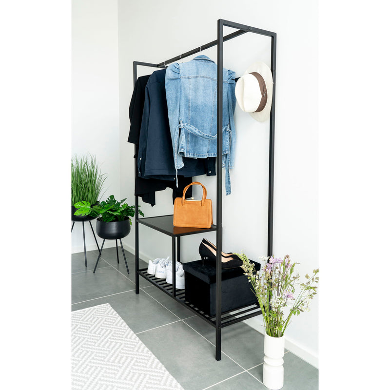 Vita Garderobe - Garderobe, 2 hylder, sort, sort stel 101x38x170 cm