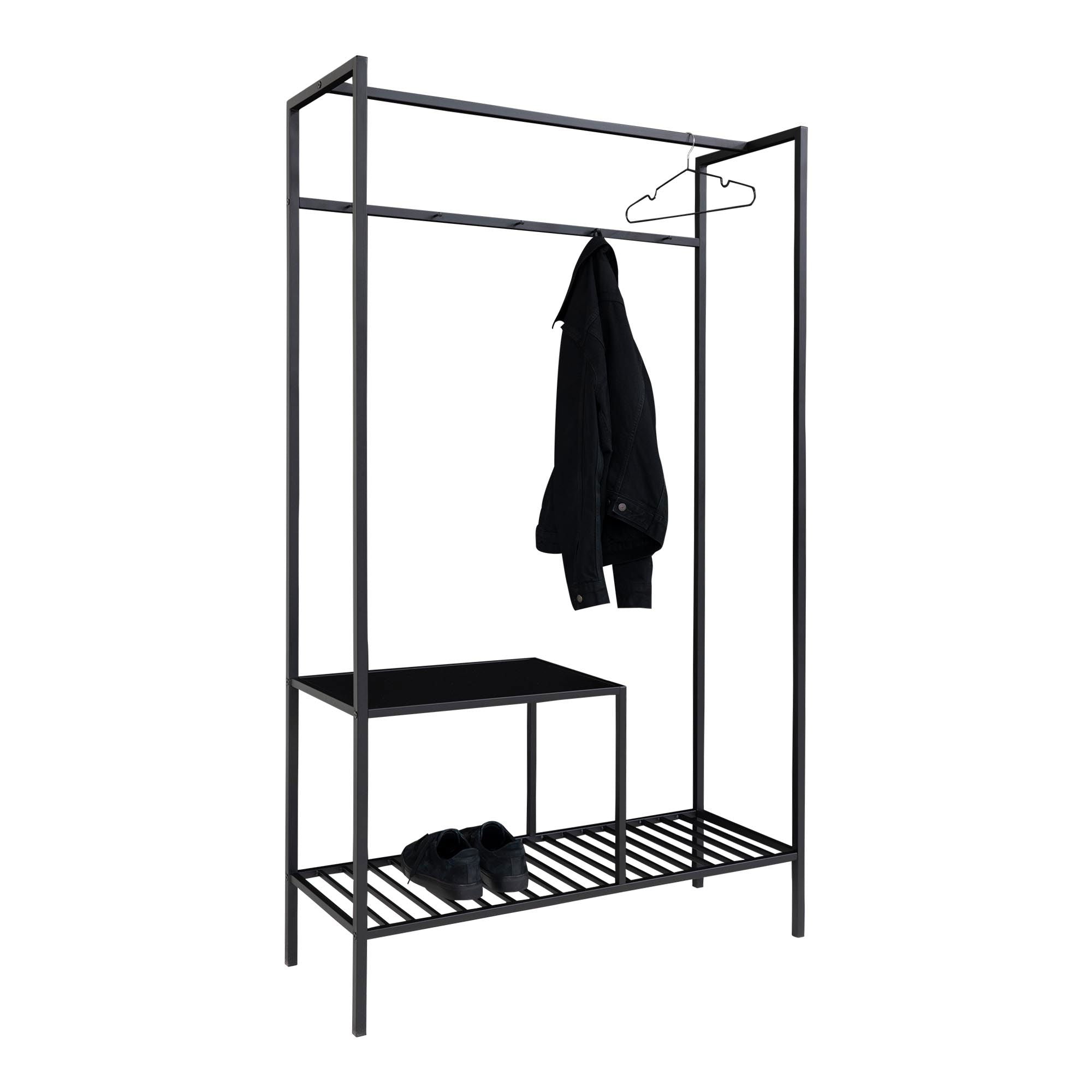 Vita Garderobe - Garderobe, 2 hylder, sort, sort stel 101x38x170 cm