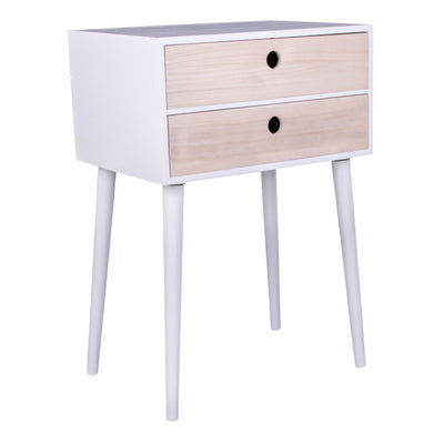 Rimini Hjørnebord - Hjørnebord, hvid, 2 naturtræs skuffer 32x45x65,5 cm