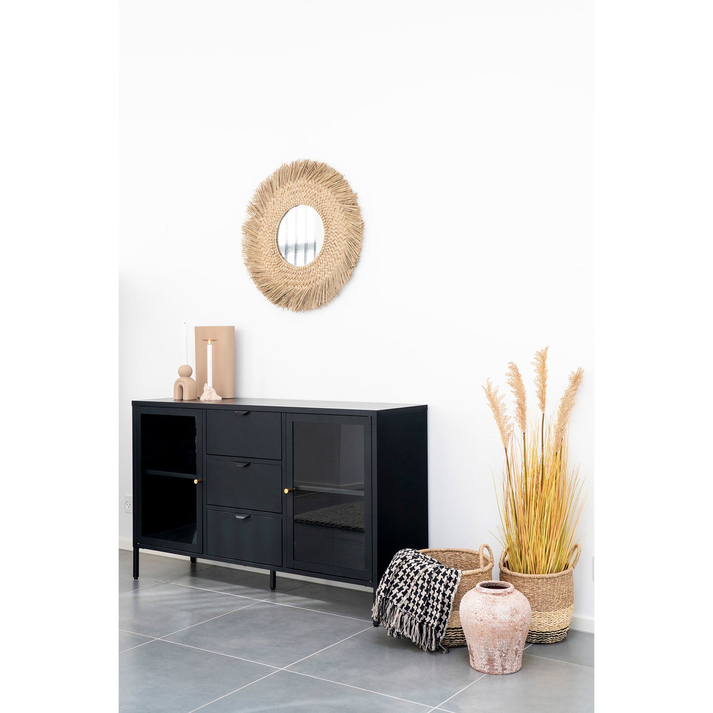 Side Plaid - Plaid, sort/beige 130x180 cm