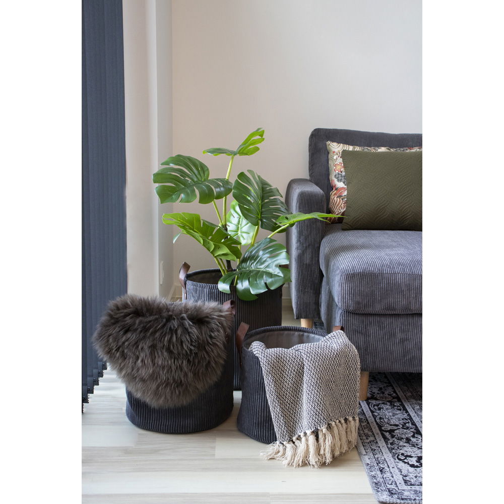 Cort Plaid - Plaid, bomuld, mørkegrå/hvid, design C 130x160 cm