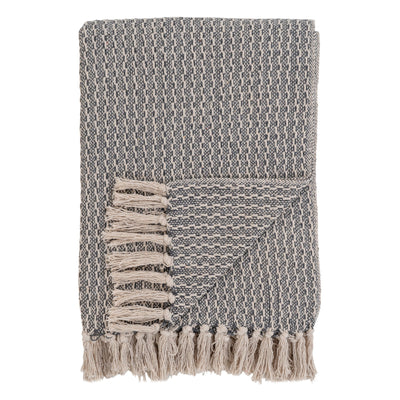 Cort Plaid - Plaid, bomuld, mørkegrå/hvid, design C 130x160 cm